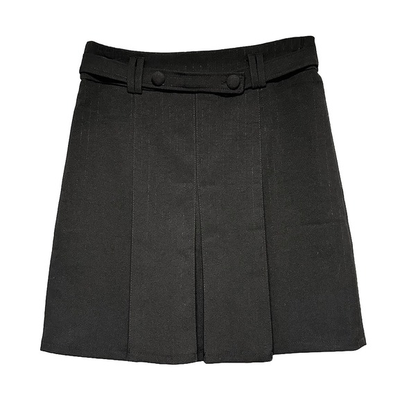 Wilson Wen Dresses & Skirts - WILSON WEN Vintage Front Pleated Pinstripe Mini Skirt • Large • black,‎ silver